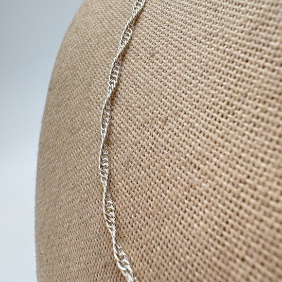 Sterling Silver 925 Round Link Chain Necklace Spring Ring Clasp Size 16" Length - Picture 3 of 9